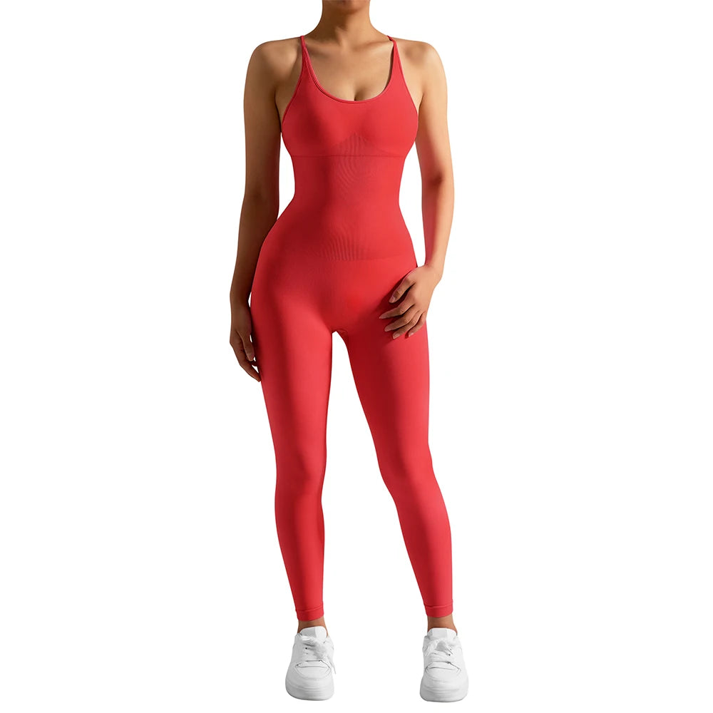 Bodycon Jumpsuit Women Full Seasons Casual Fitness Sporty Playsuit Sleeveless Slim Activewear All in One Jumpsuit Clothing Lady