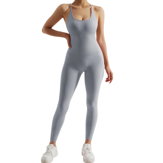 Bodycon Jumpsuit Women Full Seasons Casual Fitness Sporty Playsuit Sleeveless Slim Activewear All in One Jumpsuit Clothing Lady