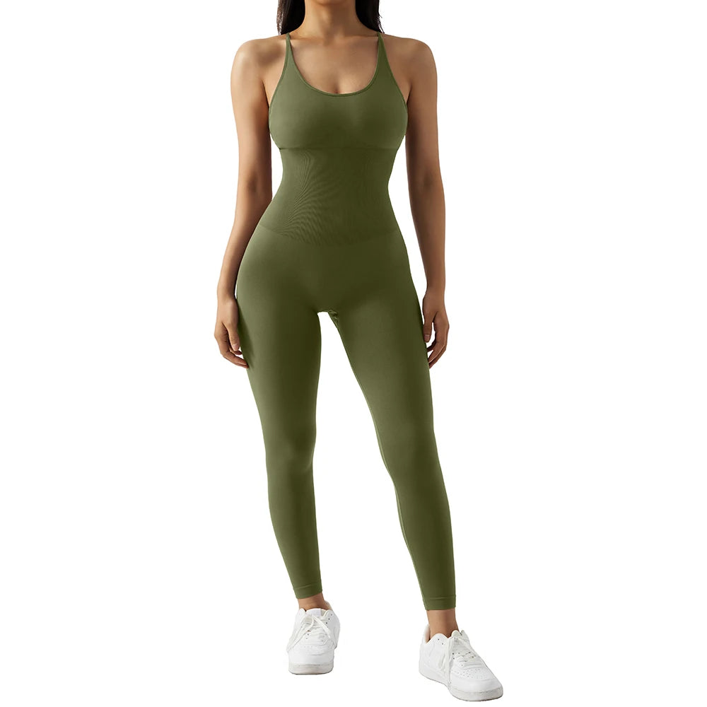 Bodycon Jumpsuit Women Full Seasons Casual Fitness Sporty Playsuit Sleeveless Slim Activewear All in One Jumpsuit Clothing Lady