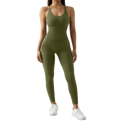 Bodycon Jumpsuit Women Full Seasons Casual Fitness Sporty Playsuit Sleeveless Slim Activewear All in One Jumpsuit Clothing Lady