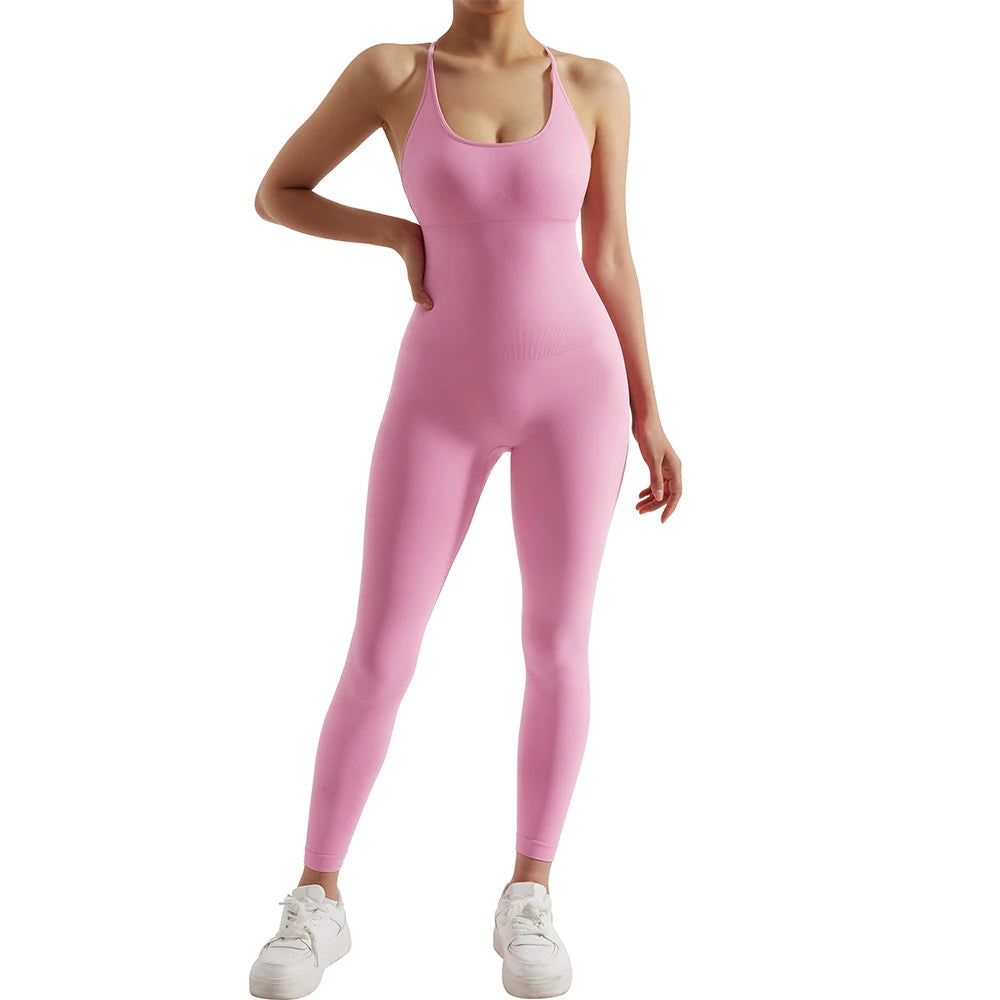 Bodycon Jumpsuit Women Full Seasons Casual Fitness Sporty Playsuit Sleeveless Slim Activewear All in One Jumpsuit Clothing Lady