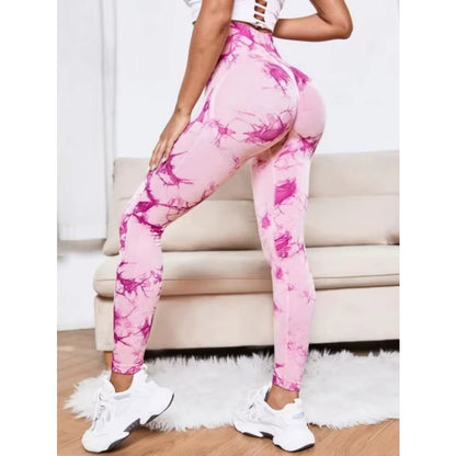 Seamless High Waist Leggings Women Tie Dye Leggings Fitness Sports Running Yoga Pants Hip Liftting Elastic Knitting Tights