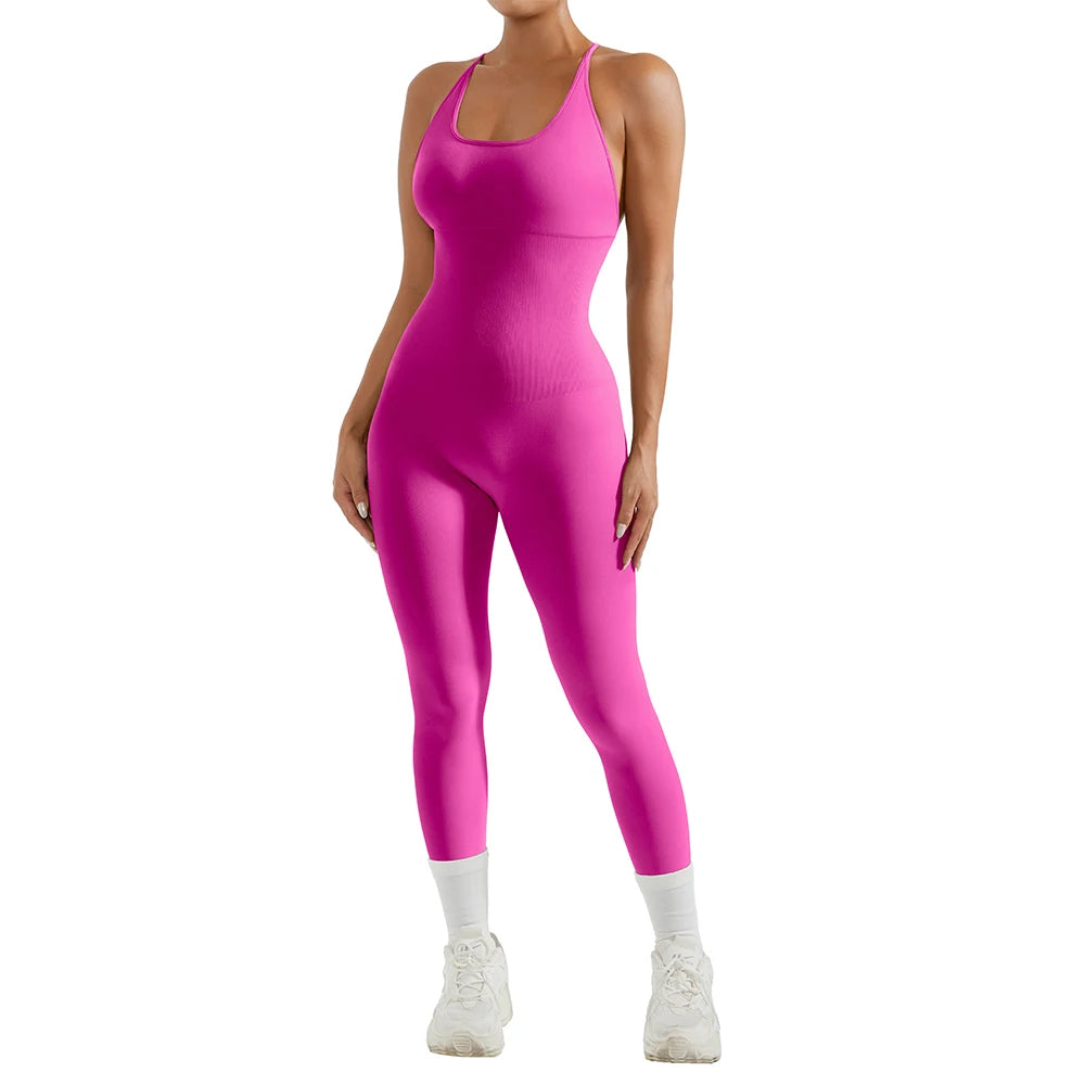 Bodycon Jumpsuit Women Full Seasons Casual Fitness Sporty Playsuit Sleeveless Slim Activewear All in One Jumpsuit Clothing Lady