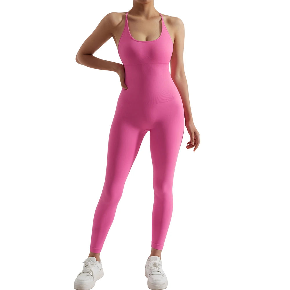 Bodycon Jumpsuit Women Full Seasons Casual Fitness Sporty Playsuit Sleeveless Slim Activewear All in One Jumpsuit Clothing Lady